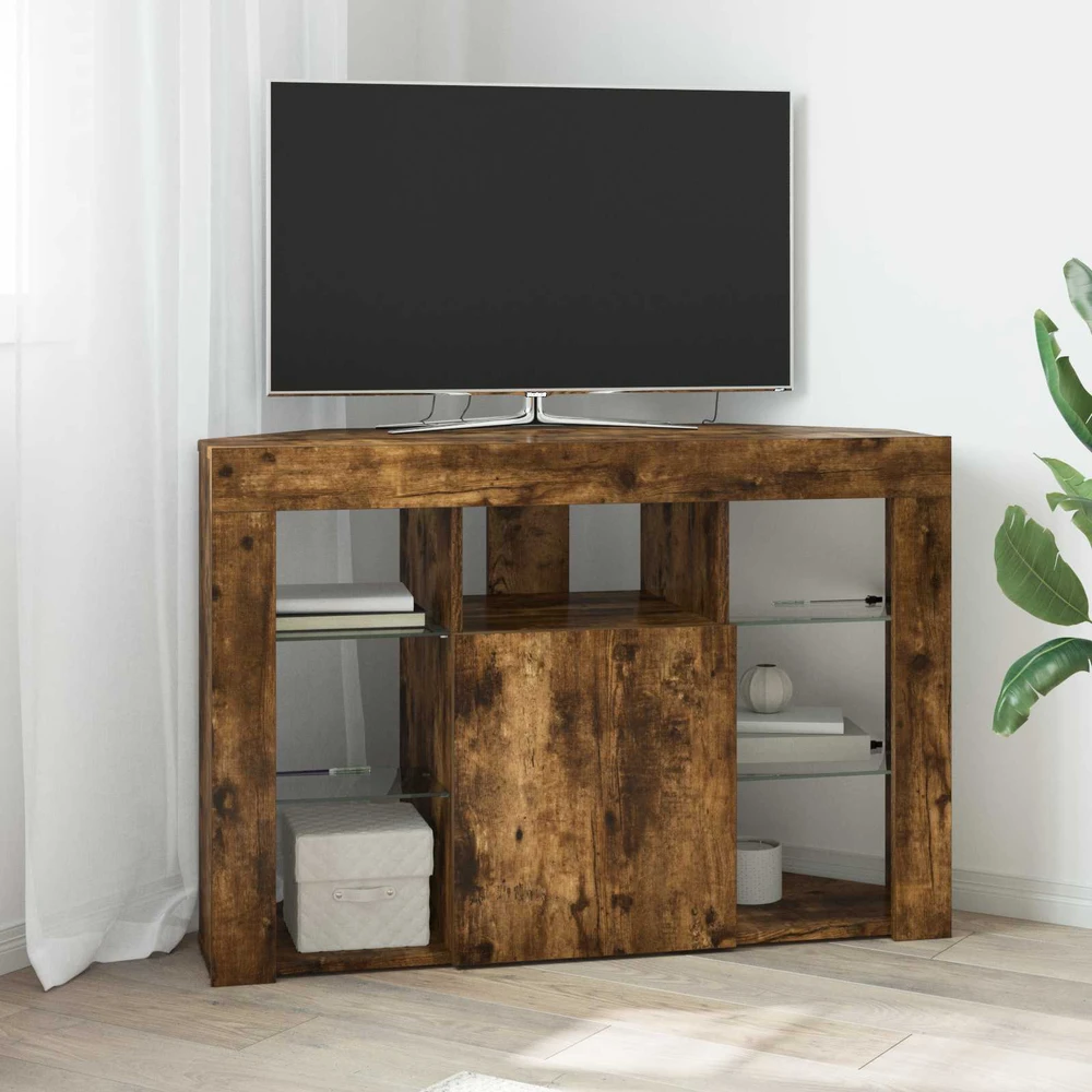 TV staliukas Kampinė LED televizoriaus spinta 100x40x68cm Rūkyta ąžuolas