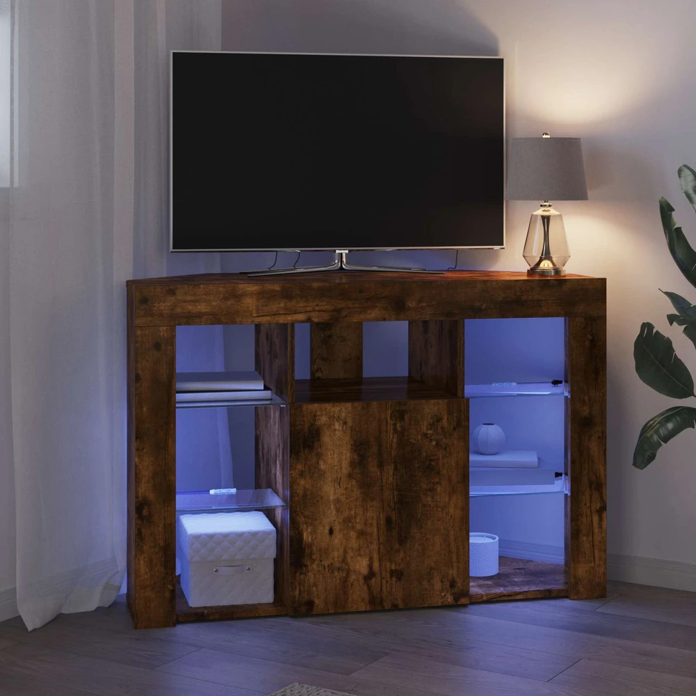 TV staliukas Kampinė LED televizoriaus spinta 100x40x68cm Rūkyta ąžuolas