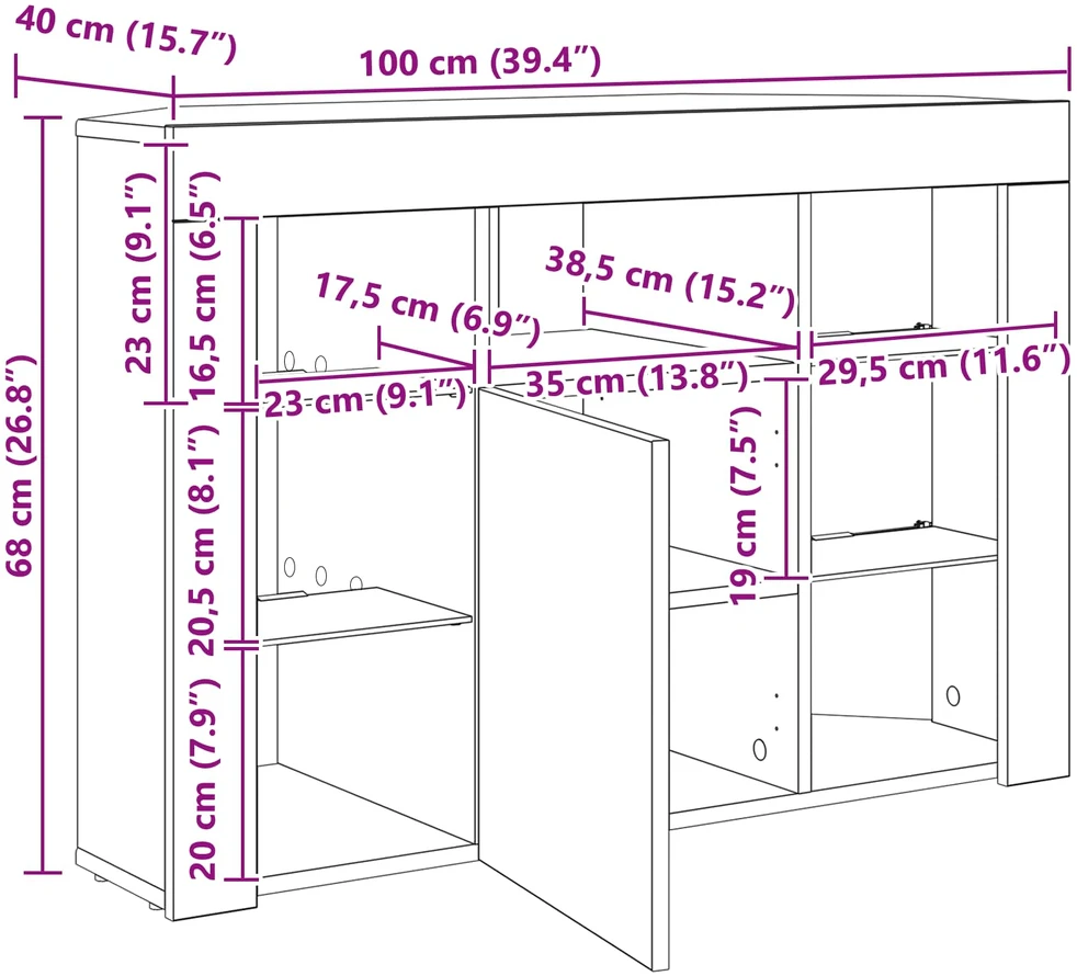 TV staliukas Kampinė LED televizoriaus spinta 100x40x68cm Rūkyta ąžuolas