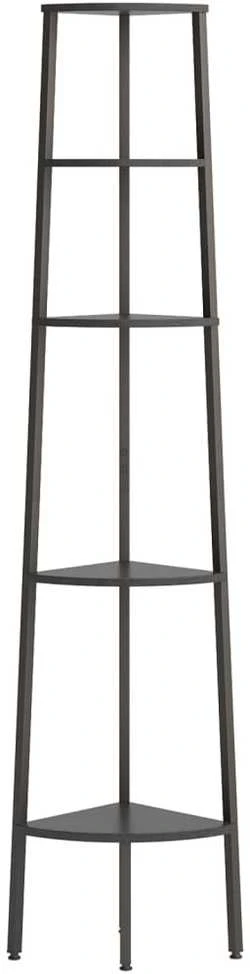 Kampinė lentyna, 5 aukštų, juodos spalvos, 45,5x31,5x180cm