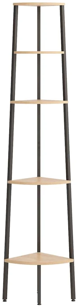 Kampinė lentyna, 5 pakopų, šviesiai ruda/juoda, 45,5x31,5x180cm