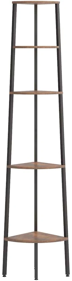 Kampinė lentyna, 5 pakopų, tamsiai ruda/juoda, 45,5x31,5x180cm