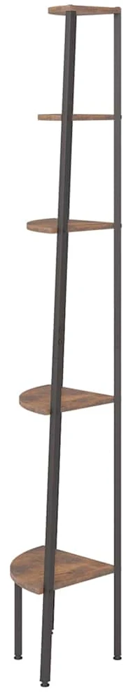 Kampinė lentyna, 5 pakopų, tamsiai ruda/juoda, 45,5x31,5x180cm