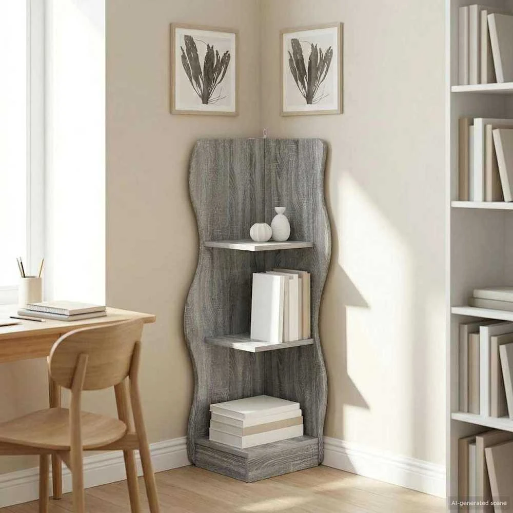 Kampinė lentyna Pilka sonoma ąžuolo 34 x 33 x 102 cm