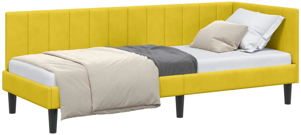 Lova Kampinė lovos konstrukcija Geltona 80 cm x 200 cm Aksomas