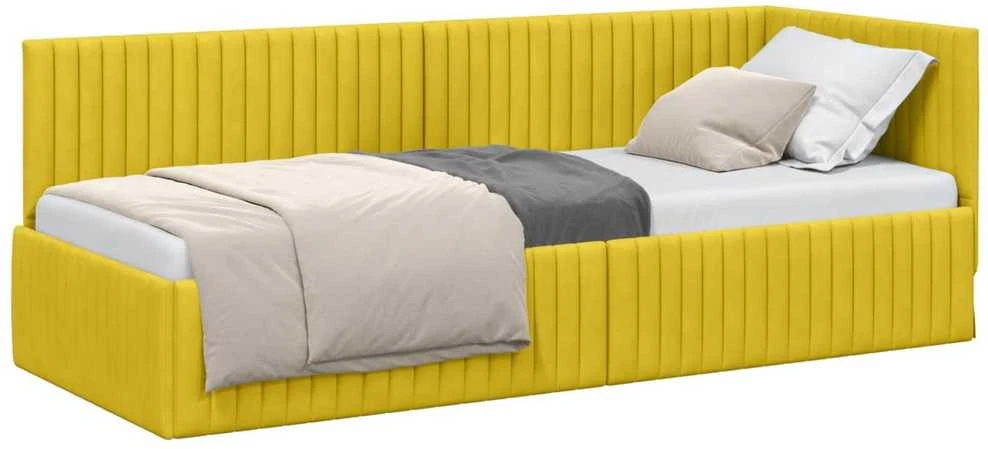 Lova Kampinė lovos konstrukcija Geltona 80 cm x 200 cm Aksomas