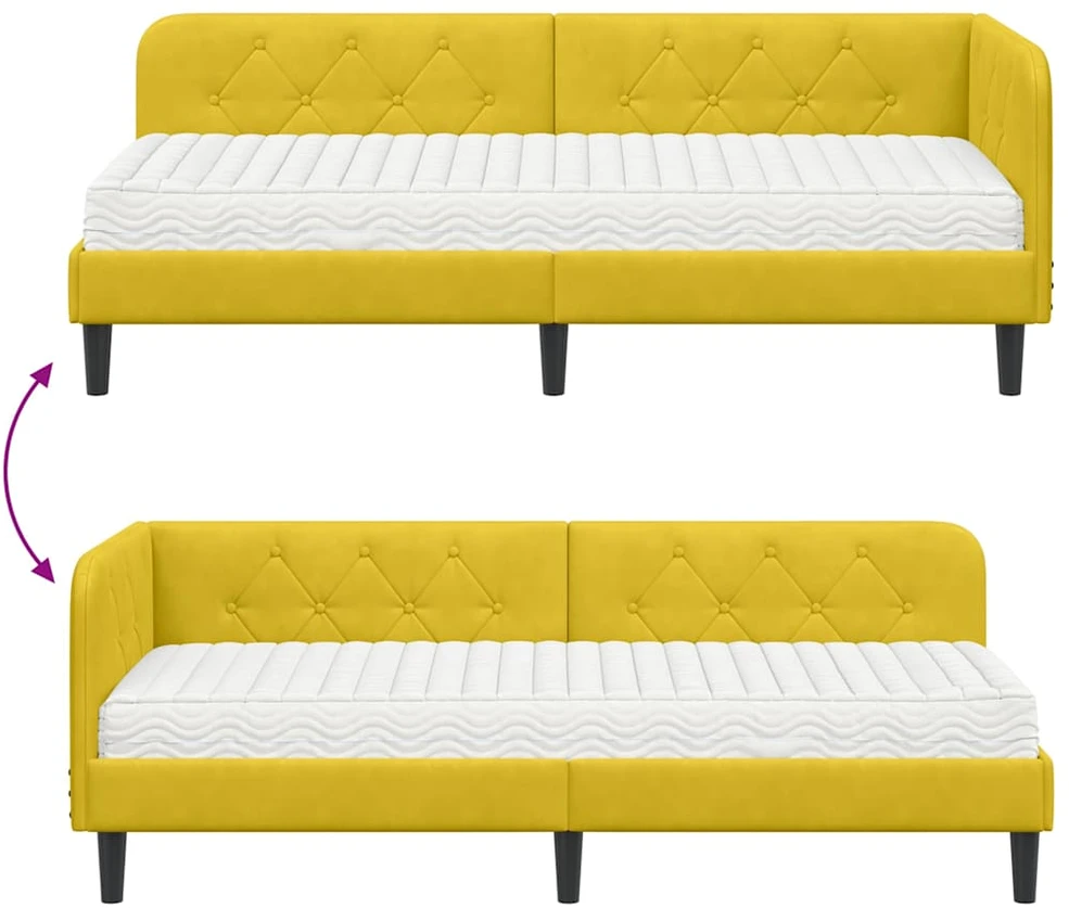 Lova Kampinė lovos konstrukcija Geltona 80 x 200 cm Aksomas