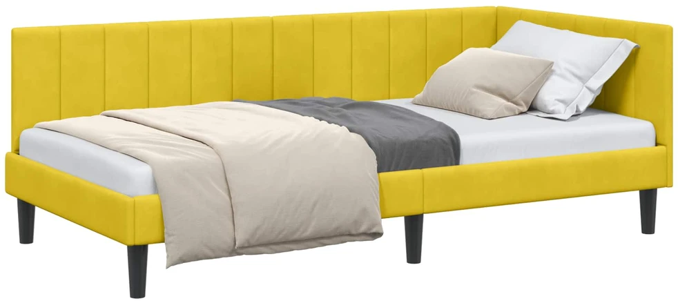 Lova Kampinė lovos konstrukcija Geltona 90 cm x 190 cm Aksomas
