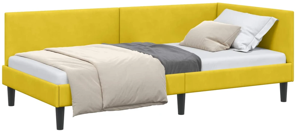 Lova Kampinė lovos konstrukcija Geltona 90 cm x 200 cm Aksomas
