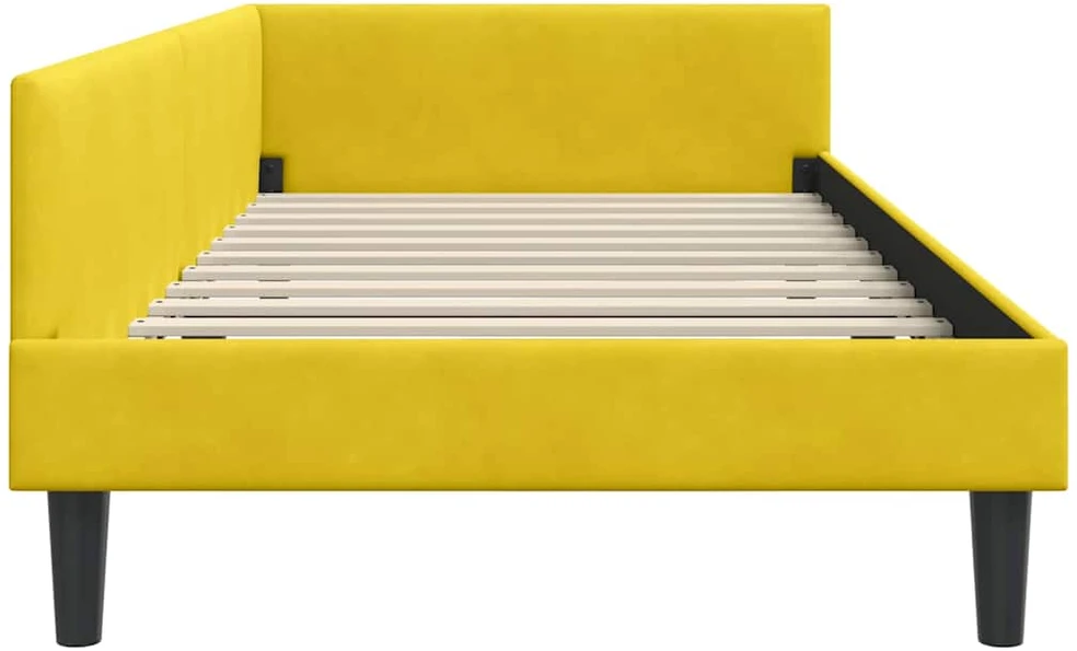Lova Kampinė lovos konstrukcija Geltona 90 cm x 200 cm Aksomas