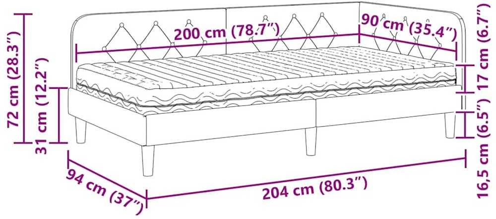 Lova Kampinė lovos konstrukcija Juodas 90 x 200 cm Aksomas