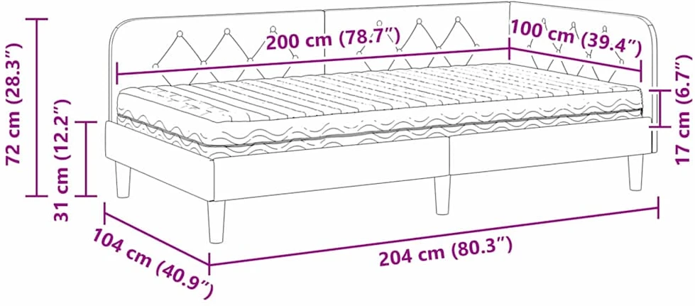 Lova Kampinė lovos konstrukcija Kreminė 100 x 200 cm Aksomas