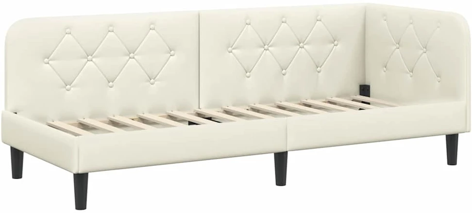 Lova Kampinė lovos konstrukcija Kreminė 80 x 200 cm Aksomas