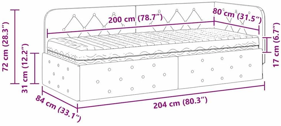 Lova Kampinė lovos konstrukcija Kreminė 80 x 200 cm Aksomas