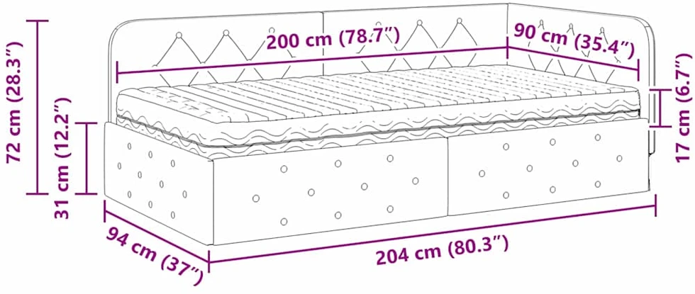 Lova Kampinė lovos konstrukcija Kreminė 90 x 200 cm audinys