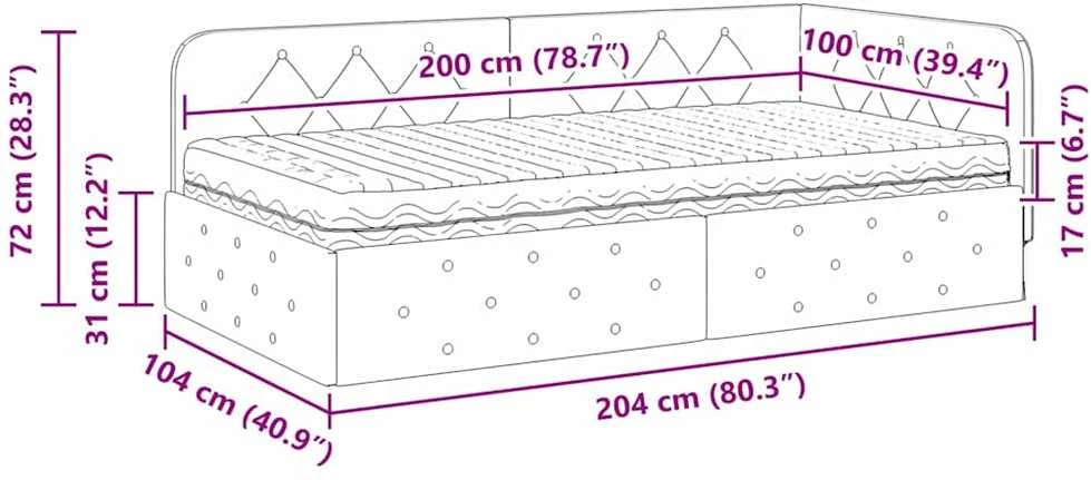 Lova Kampinė lovos konstrukcija Mėlyna 100 x 200 cm Aksomas