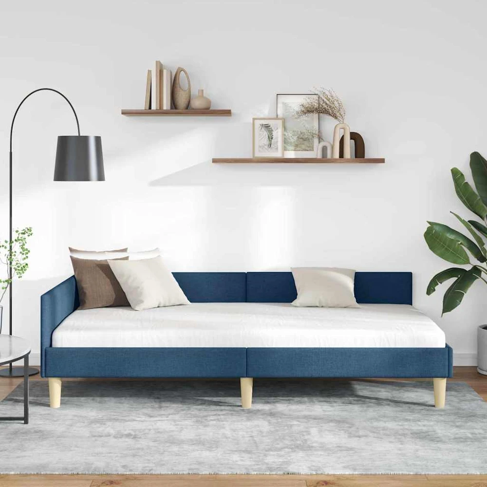 Lova Kampinė lovos konstrukcija Mėlyna 80 x 200 cm audinys