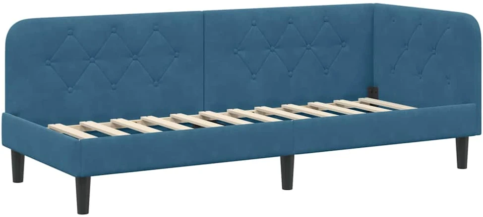 Lova Kampinė lovos konstrukcija Mėlyna 80 x 200 cm Aksomas