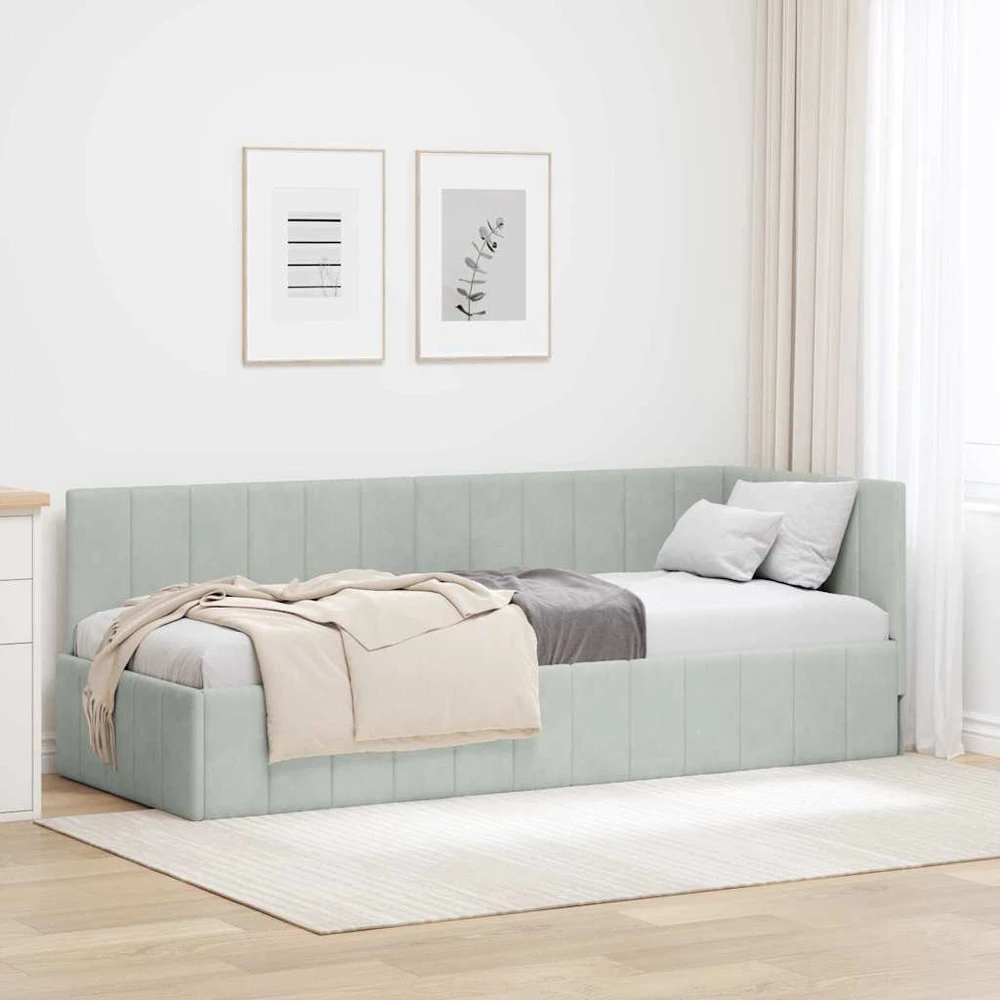 Lova Kampinė lovos konstrukcija Šviesiai pilka 80 cm x 200 cm