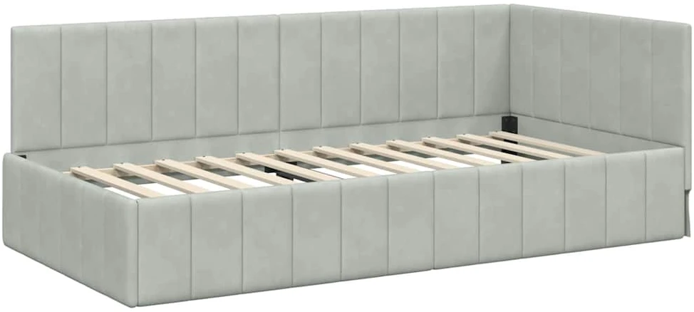 Lova Kampinė lovos konstrukcija Šviesiai pilka 100 cm x 200 cm