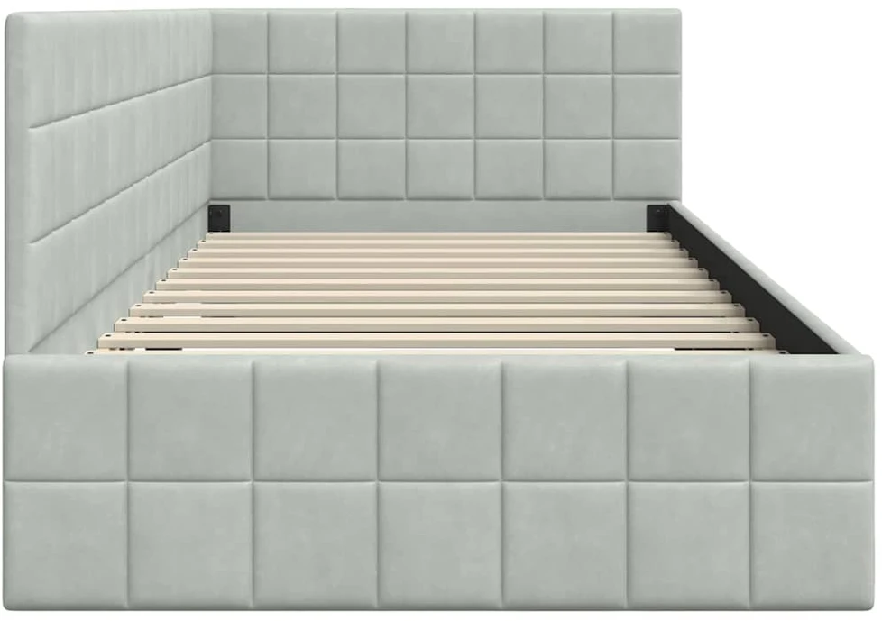 Lova Kampinė lovos konstrukcija Šviesiai pilka 90 cm x 200 cm
