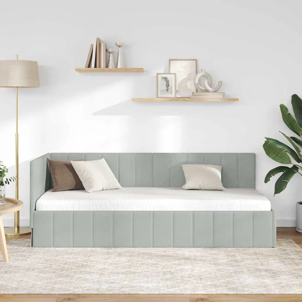 Lova Kampinė lovos konstrukcija Šviesiai pilka 80 cm x 200 cm