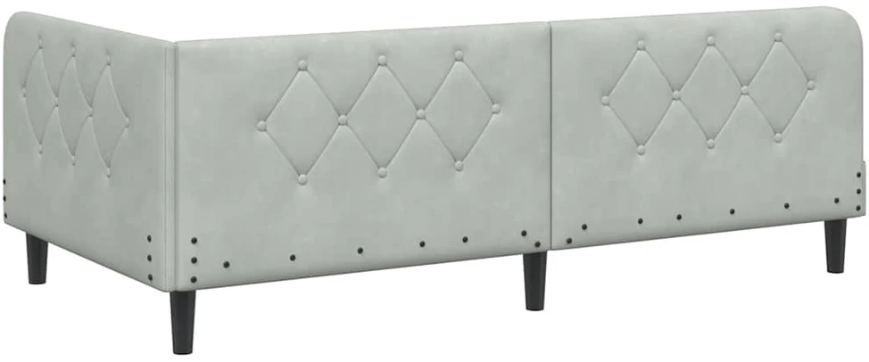 Lova Kampinė lovos konstrukcija Šviesiai pilka 90 x 200 cm Aksomas