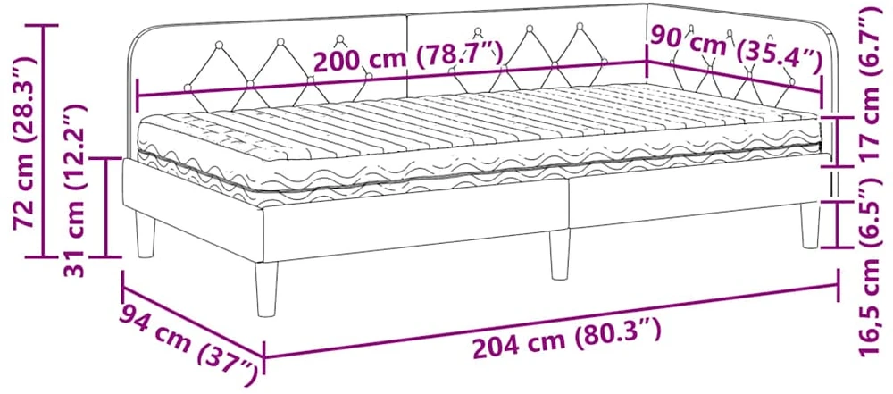 Lova Kampinė lovos konstrukcija Šviesiai pilka 90 x 200 cm Aksomas
