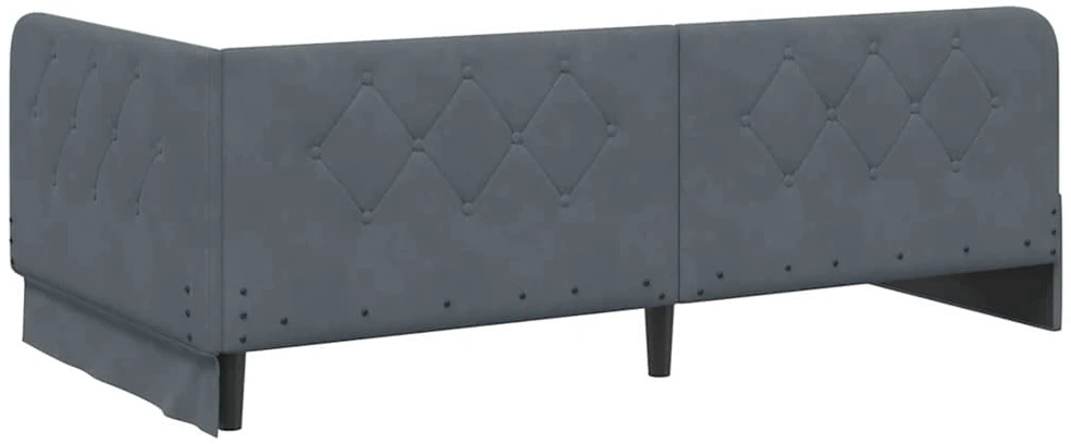 Lova Kampinė lovos konstrukcija Tamsiai pilka 100 x 200 cm Aksomas