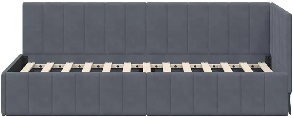 Lova Kampinė lovos konstrukcija Tamsiai pilka 80 cm x 200 cm Aksomas