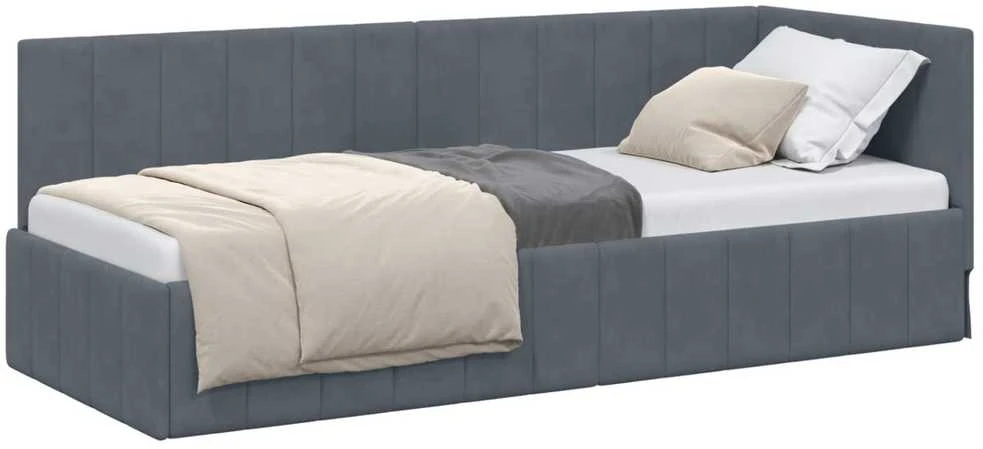 Lova Kampinė lovos konstrukcija Tamsiai pilka 80 cm x 200 cm Aksomas