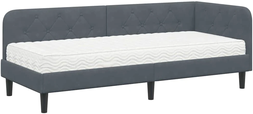 Lova Kampinė lovos konstrukcija Tamsiai pilka 80 x 200 cm Aksomas
