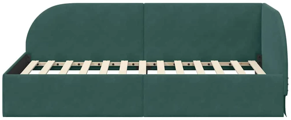 Lova Kampinė lovos konstrukcija Tamsiai žalia 80 cm x 200 cm Aksomas