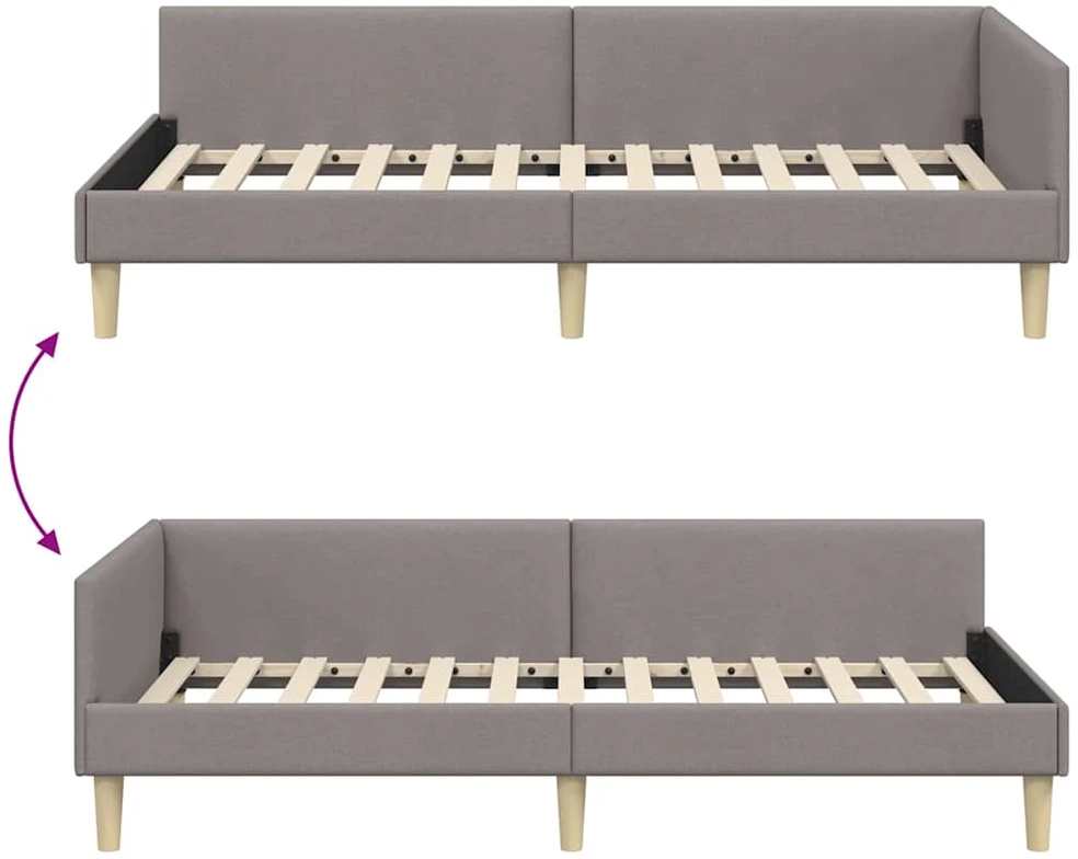 Lova Kampinė lovos konstrukcija Taupe 100 x 200 cm audinys