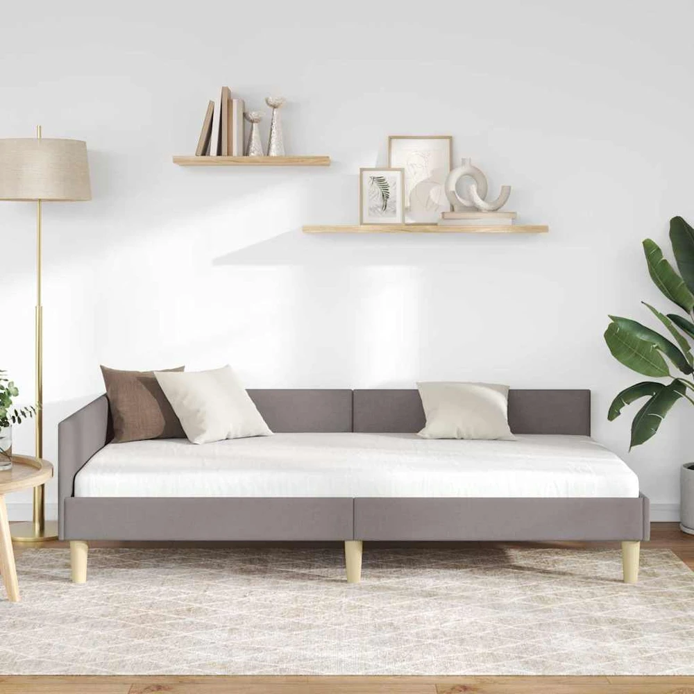 Lova Kampinė lovos konstrukcija Taupe 100 x 200 cm audinys