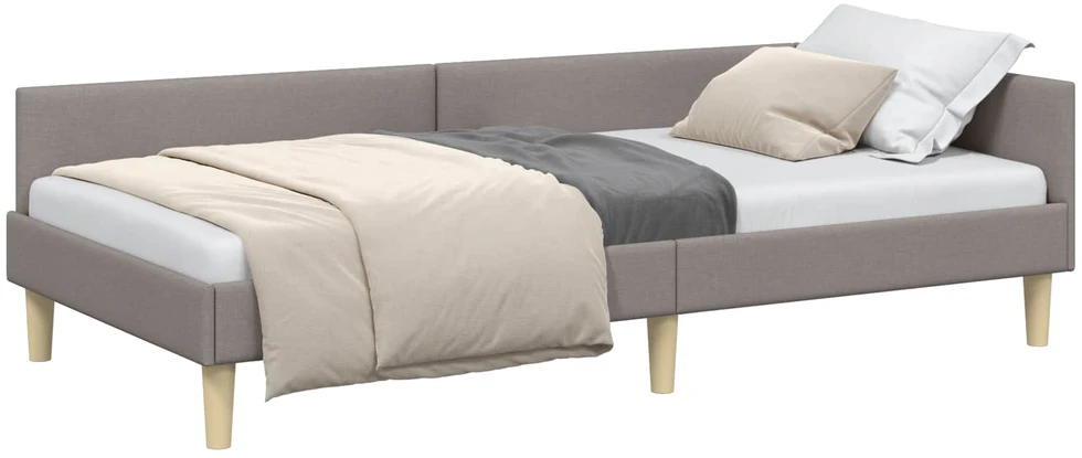 Lova Kampinė lovos konstrukcija Taupe 100 x 200 cm audinys