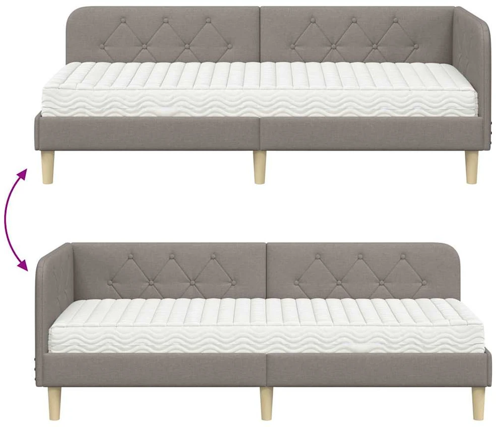 Lova Kampinė lovos konstrukcija Taupe 80 x 200 cm audinys