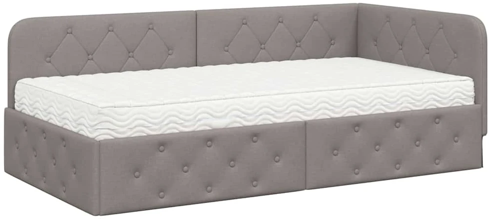 Lova Kampinė lovos konstrukcija Taupe 90 x 200 cm audinys