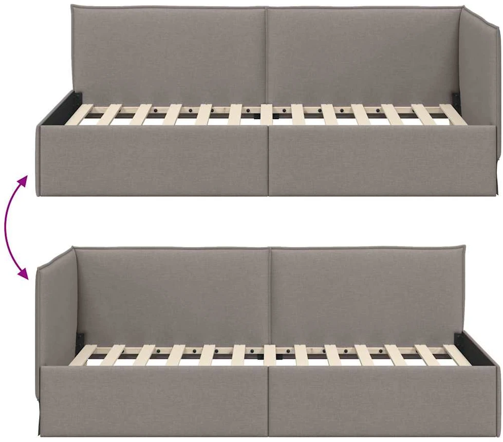 Lova Kampinė lovos konstrukcija Tortora 90 x 200 cm audinys