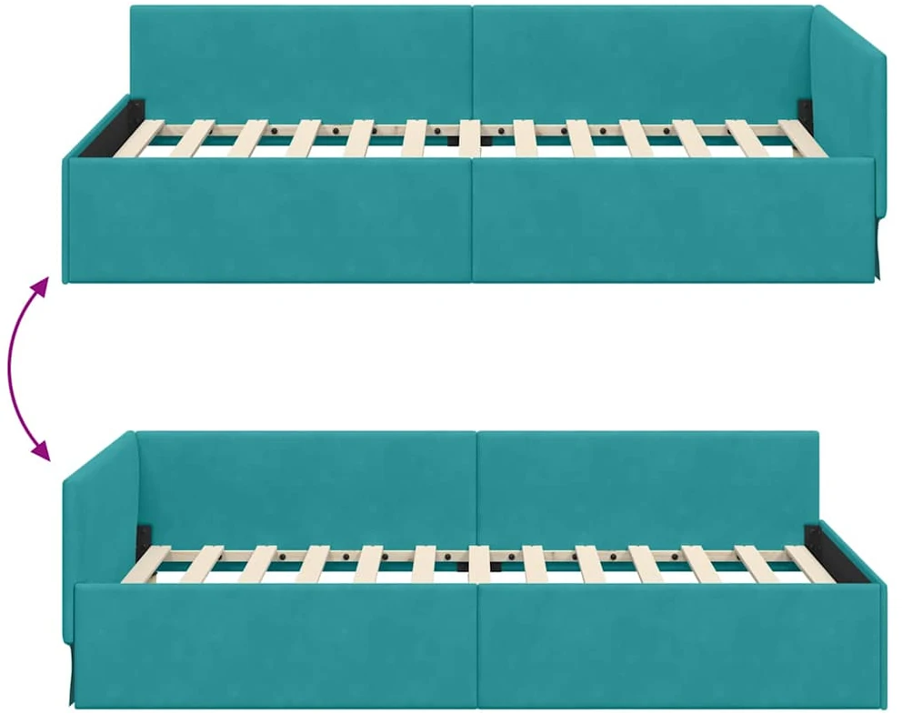 Lova Kampinė lovos konstrukcija Turkio 90 cm x 200 cm Aksomas