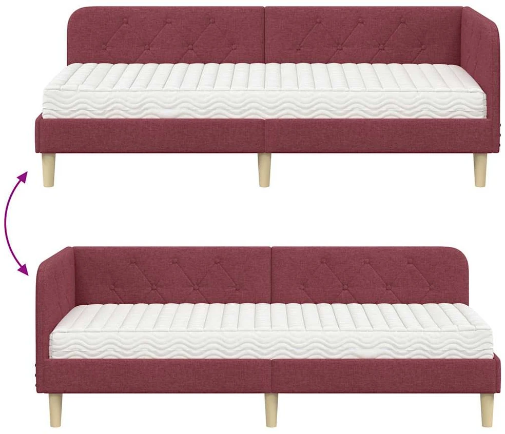 Lova Kampinė lovos konstrukcija Vyno raudona 80 x 200 cm audinys