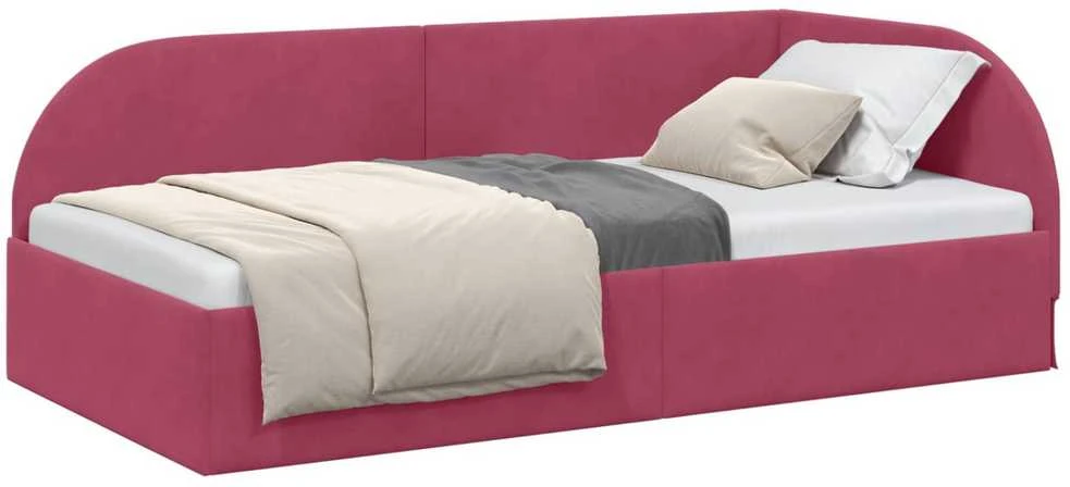 Lova Kampinė lovos konstrukcija Vyno raudona 90 cm x 200 cm Aksomas