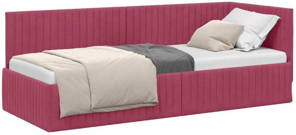 Lova Kampinė lovos konstrukcija Vyno raudona 80 cm x 200 cm Aksomas