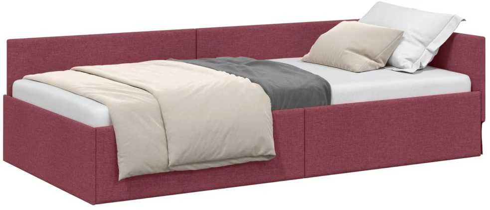 Lova Kampinė lovos konstrukcija Vyno raudona 90 cm x 190 cm audinys