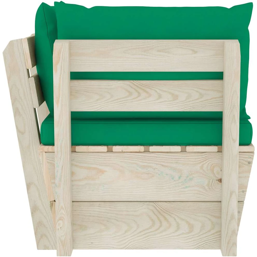 Kampinė sodo sofa iš palečių su pagalvėlėmis, impregnuota eglė