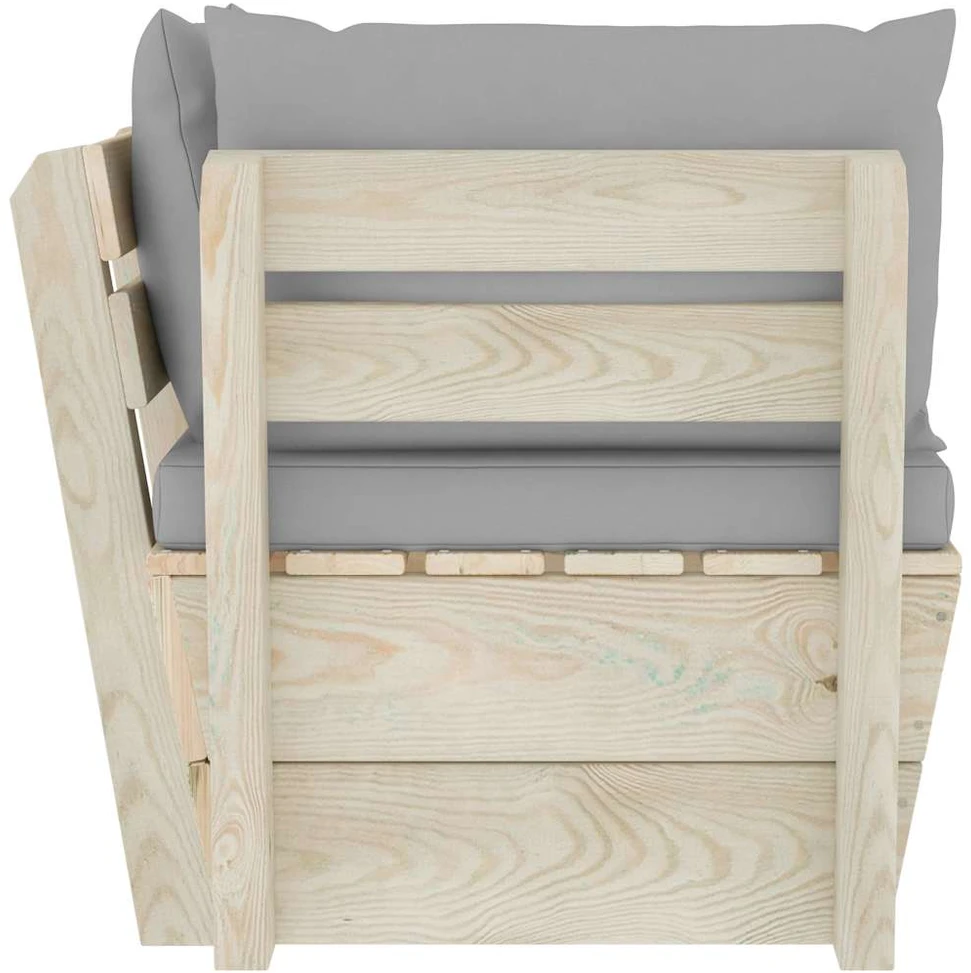 Kampinė sodo sofa iš palečių su pagalvėlėmis, impregnuota eglė