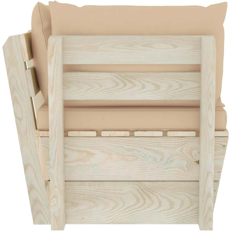 Kampinė sodo sofa iš palečių su pagalvėlėmis, impregnuota eglė
