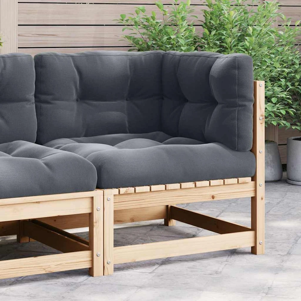 Kampinė sodo sofa su antracito pagalvėlėmis, pušies masyvas