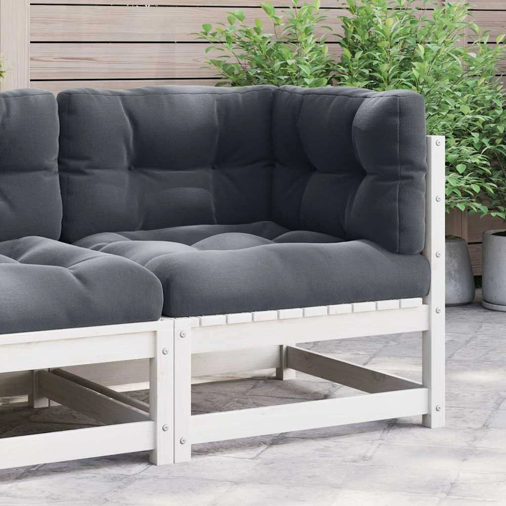 Kampinė sodo sofa su antracito pagalvėlėmis, pušies masyvas