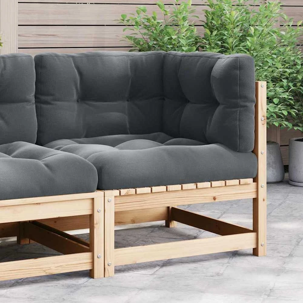 Kampinė sodo sofa su antracito pagalvėlėmis, pušies masyvas